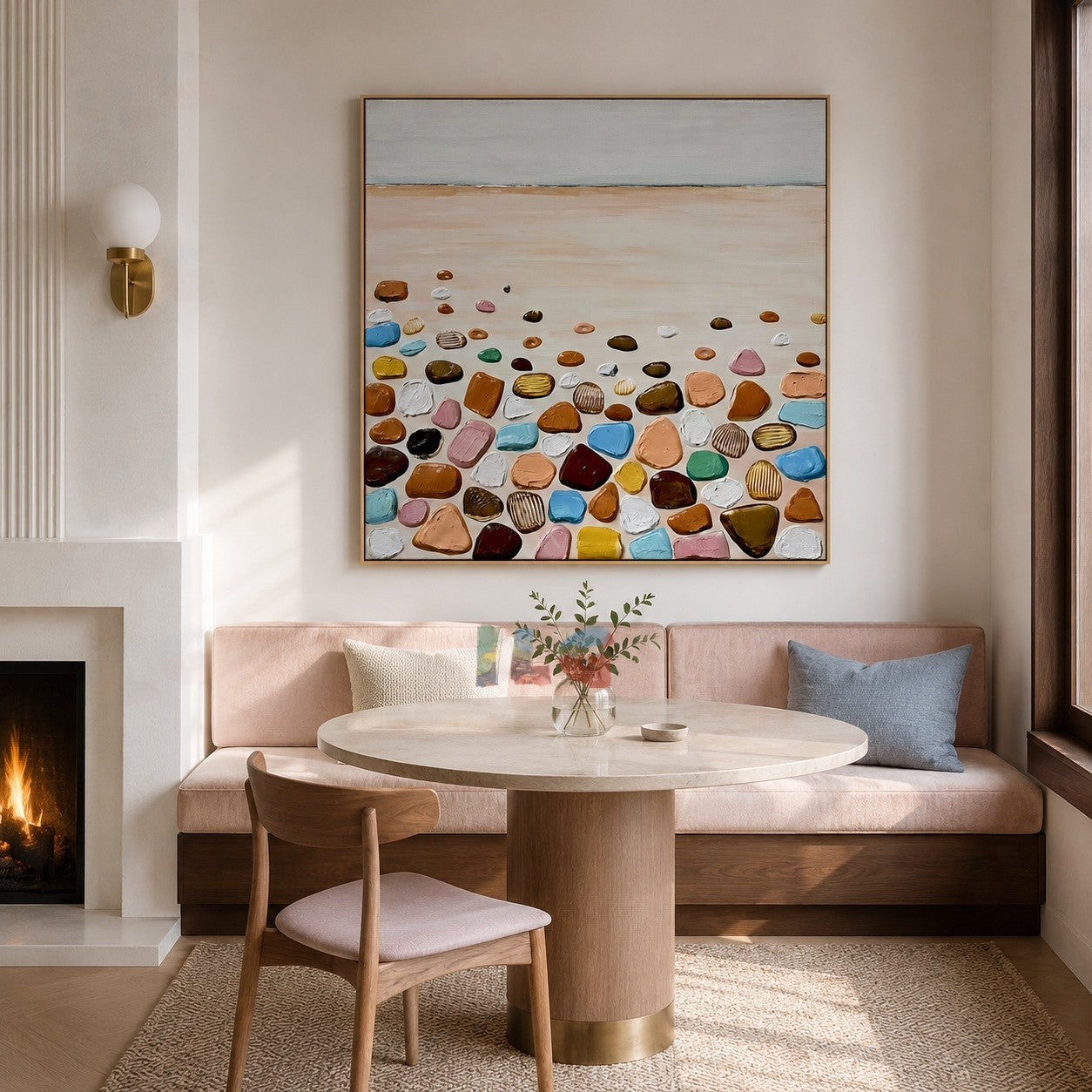 Shoreline Pebble Calm – Textured Coastal Wall Art