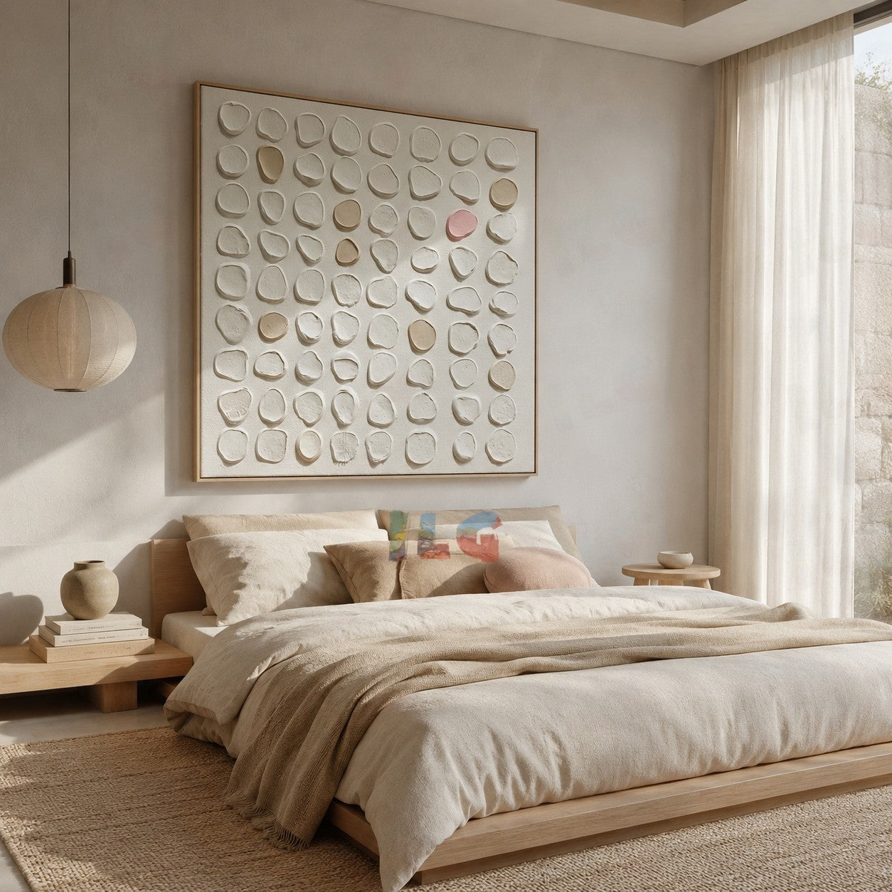 Ivory Bloom Grid – Abstract Textured Wall Art
