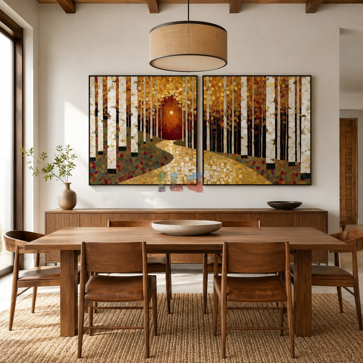 Golden Birch Passage Set – Landscape Wall Art