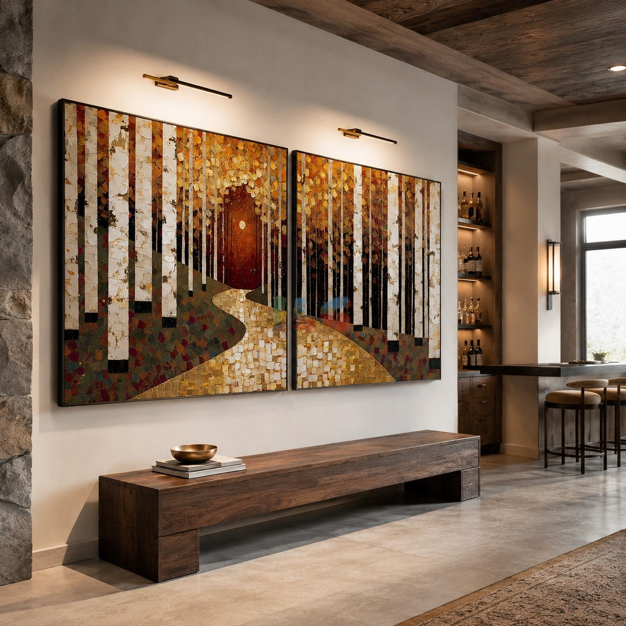 Golden Birch Passage Set – Landscape Wall Art