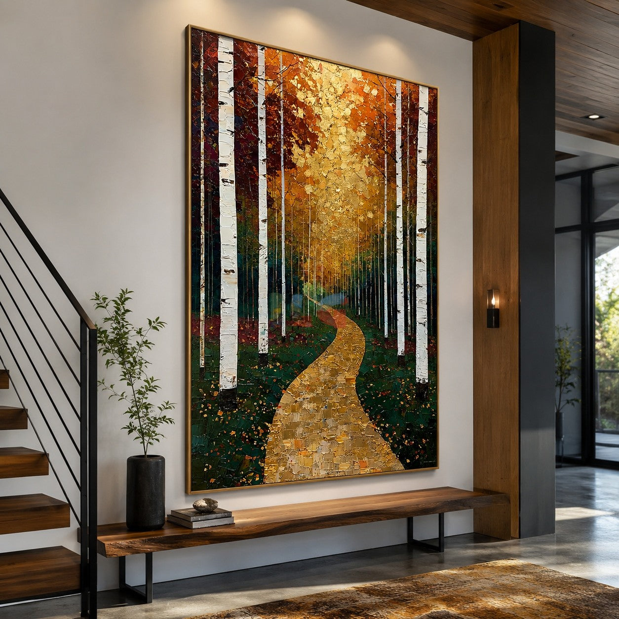 Sunlit Birch Way – Landscape Wall Art