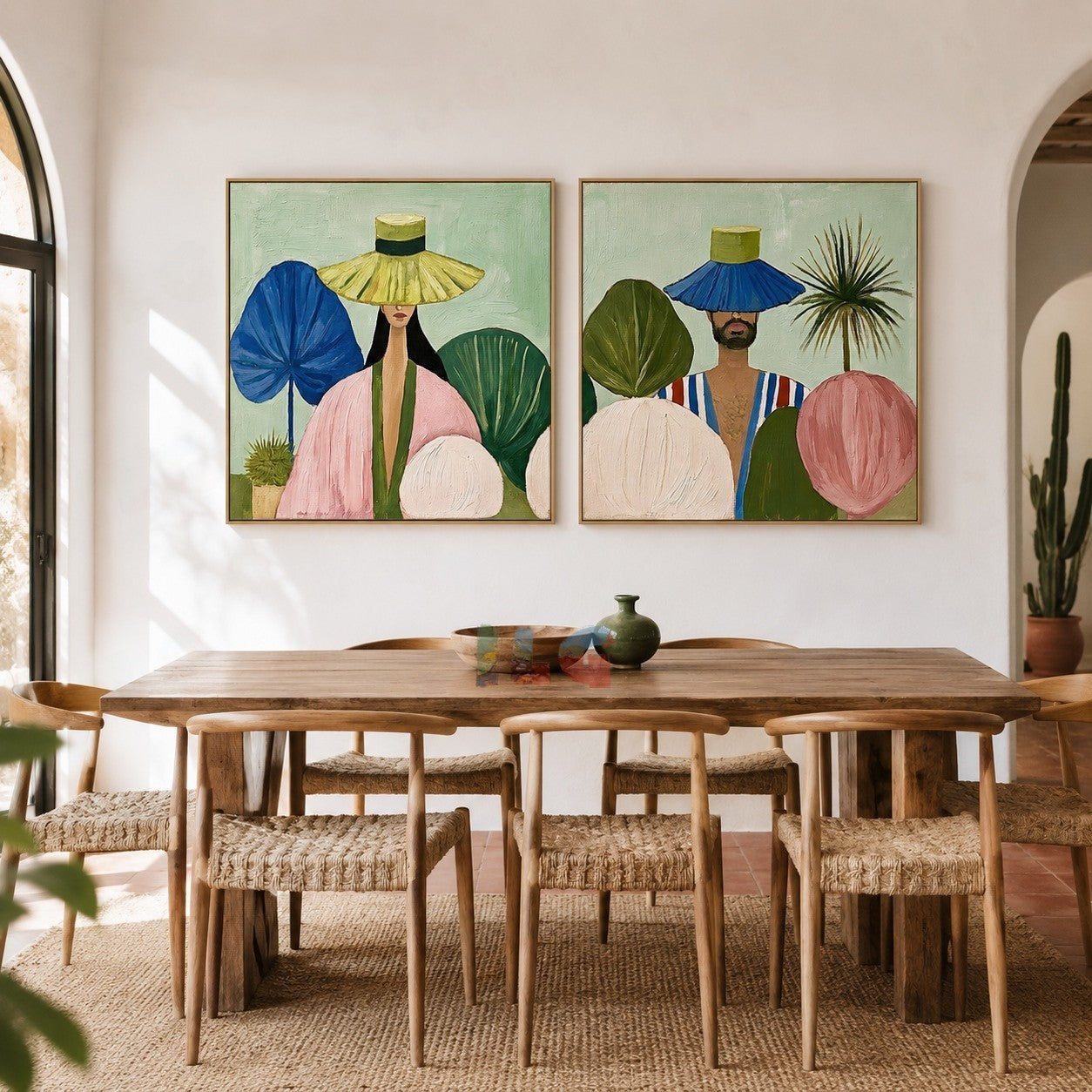 Botanical Hat Stories – Abstract Portrait Wall Art Set