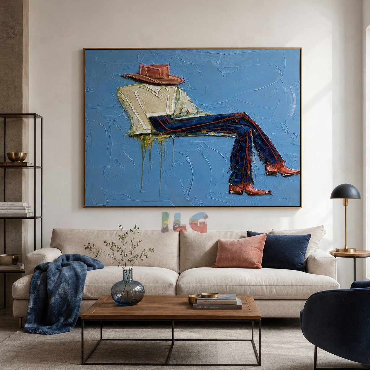 Blue Drift Lounge – Modern Reclining Figurative Wall Art