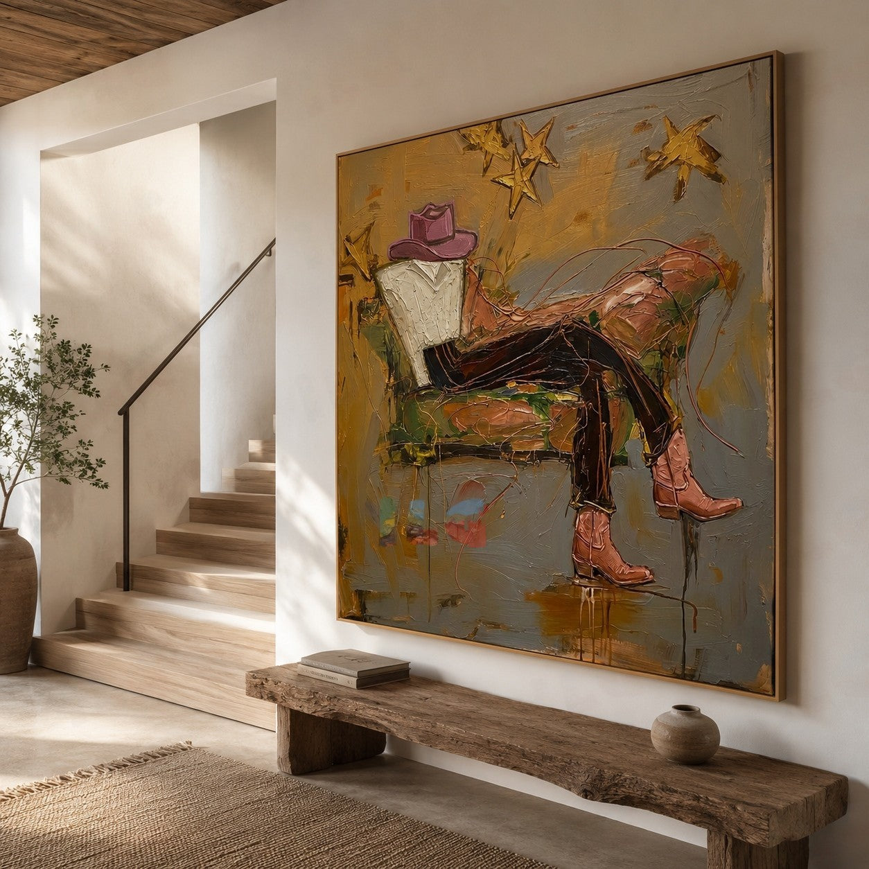 Golden Echo Wanderer – Contemporary Figurative Wall Art