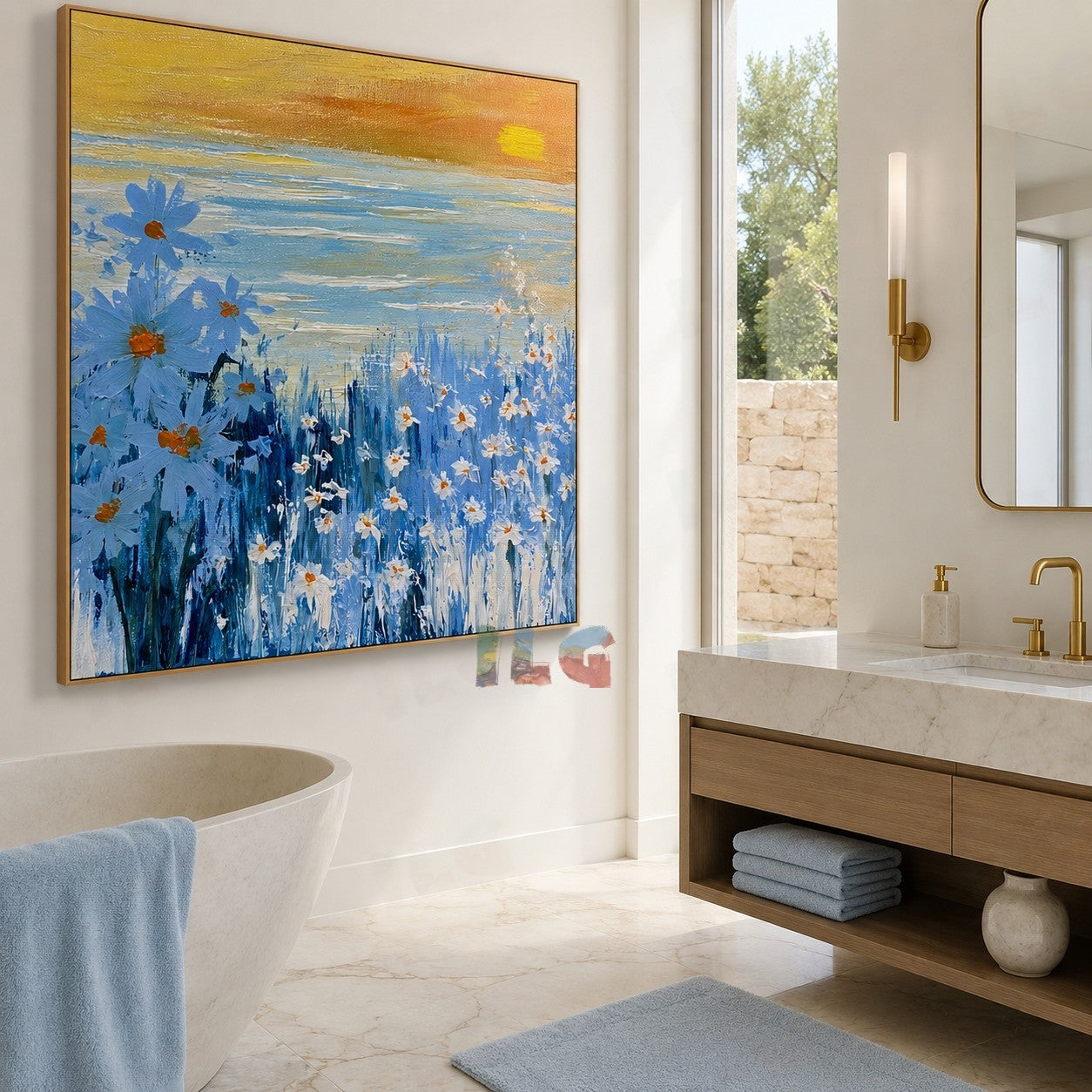 Blue Meadow Morning – Floral Landscape Wall Art