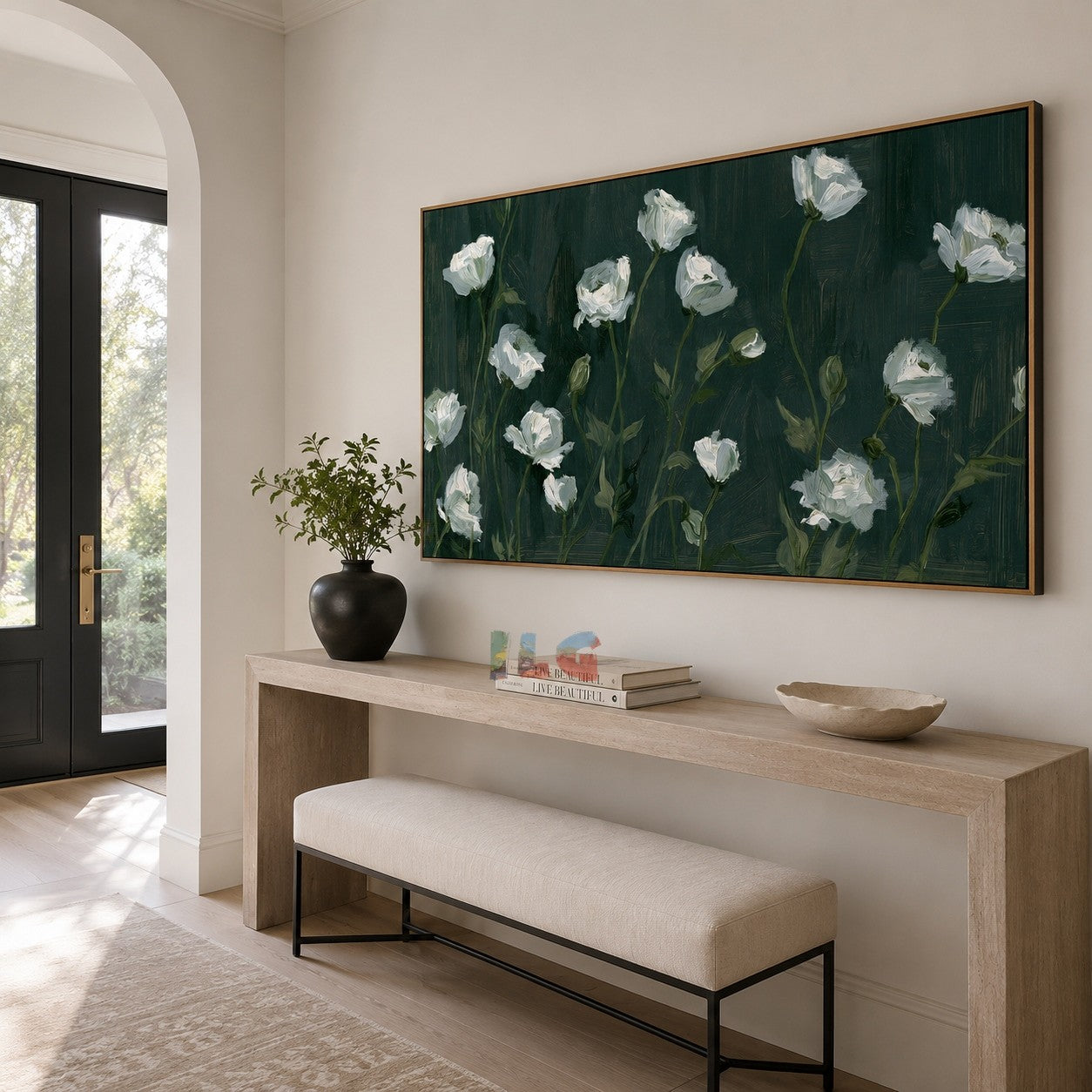 Ivory Garden Nocturne – Floral Wall Art
