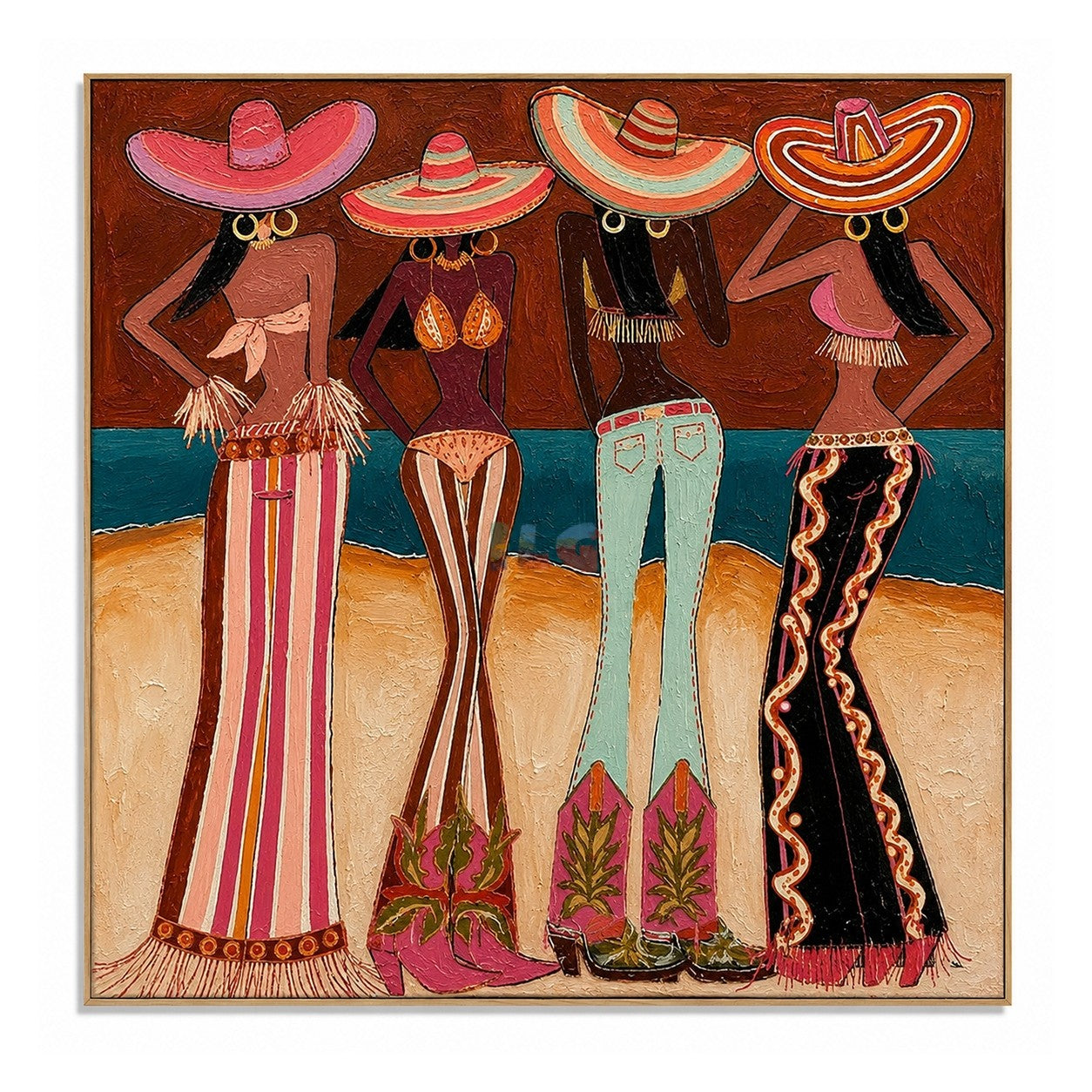 Coastal Hat Quartet – Contemporary Figure Wall Art