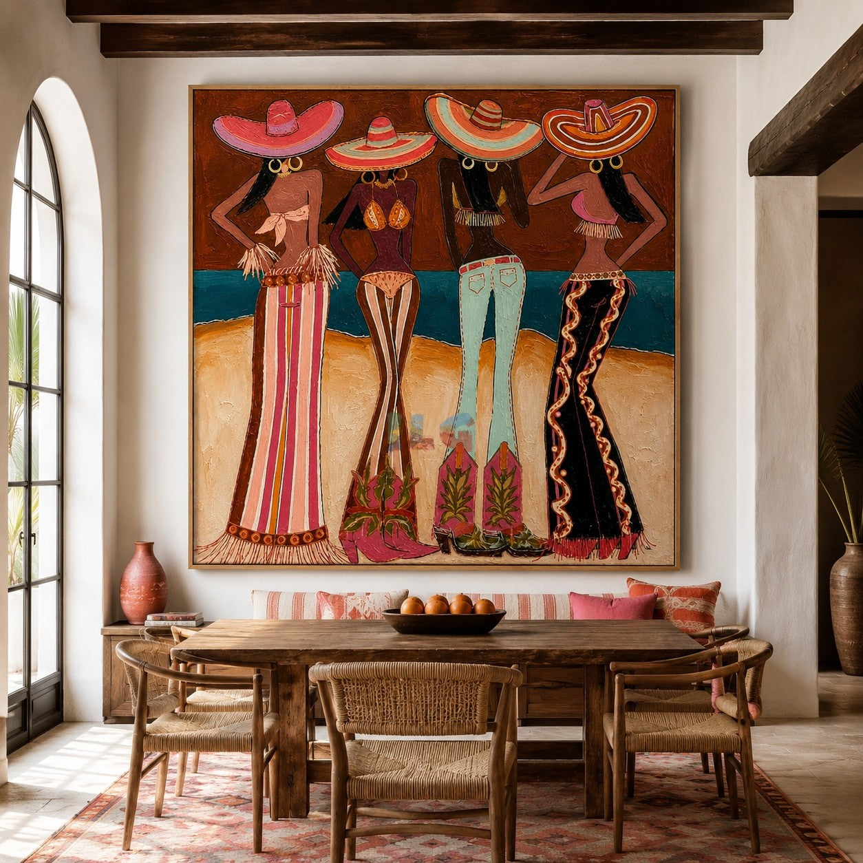 Coastal Hat Quartet – Contemporary Figure Wall Art