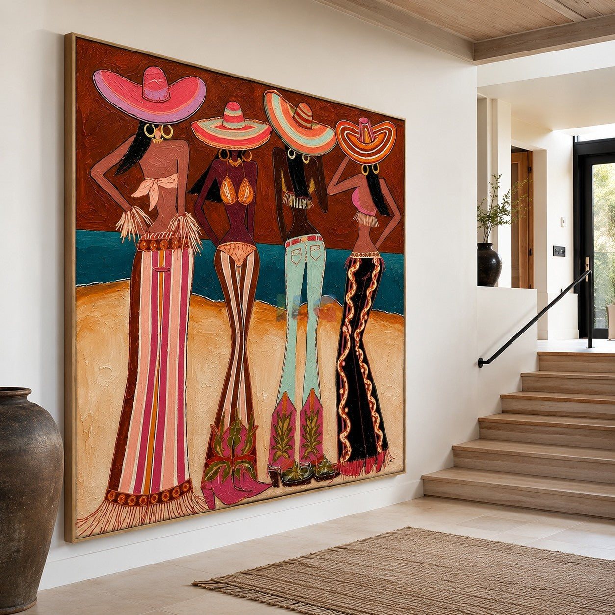 Coastal Hat Quartet – Contemporary Figure Wall Art
