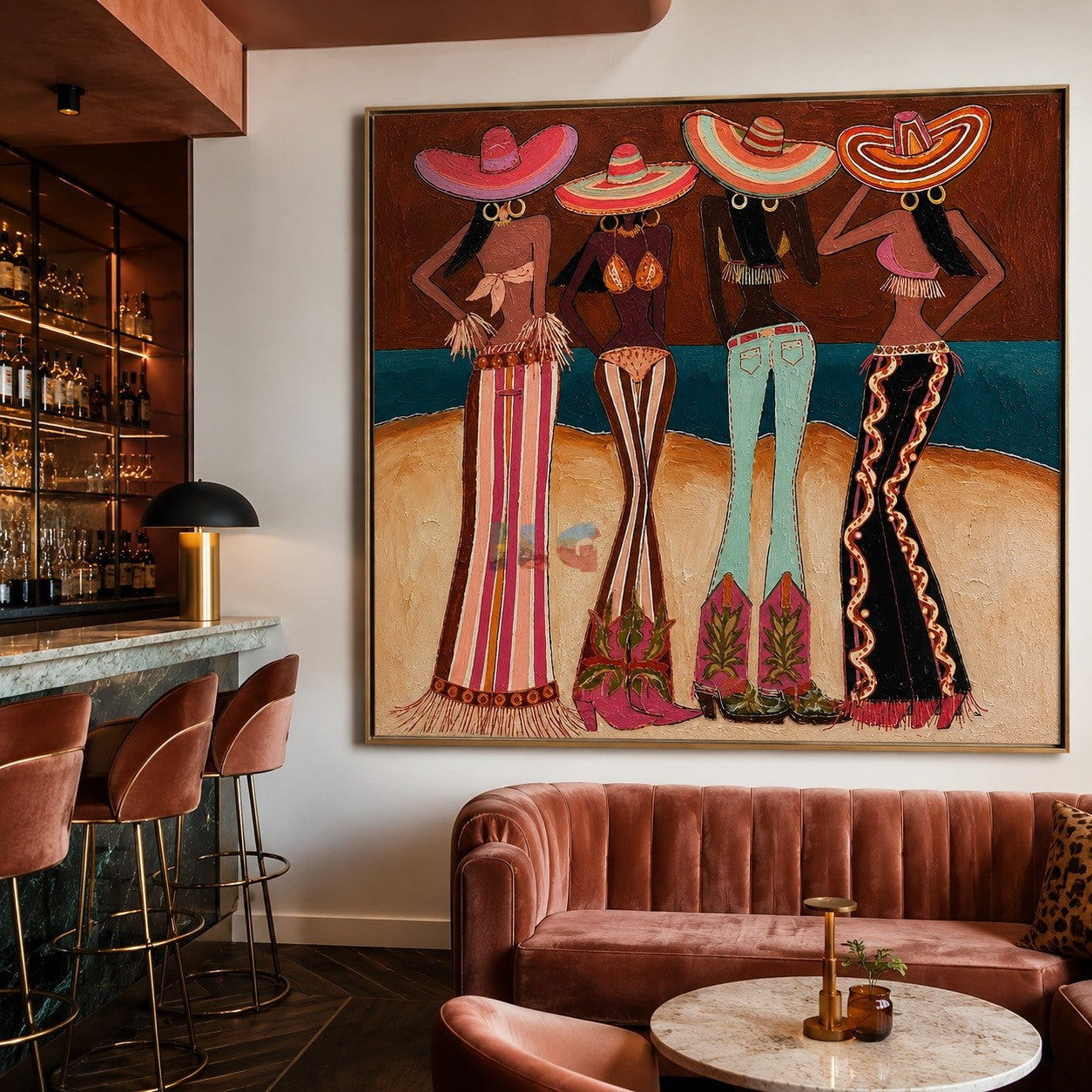Coastal Hat Quartet – Contemporary Figure Wall Art