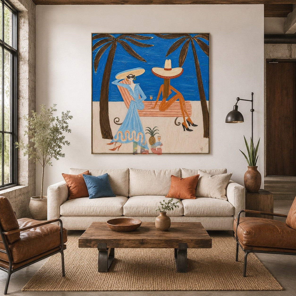 Palm Coast Lounge Duo – Coastal Figure Wall Art