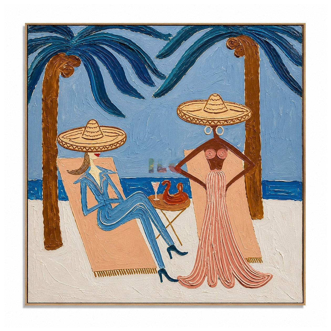 Palm Siesta Duo – Coastal Figure Wall Art