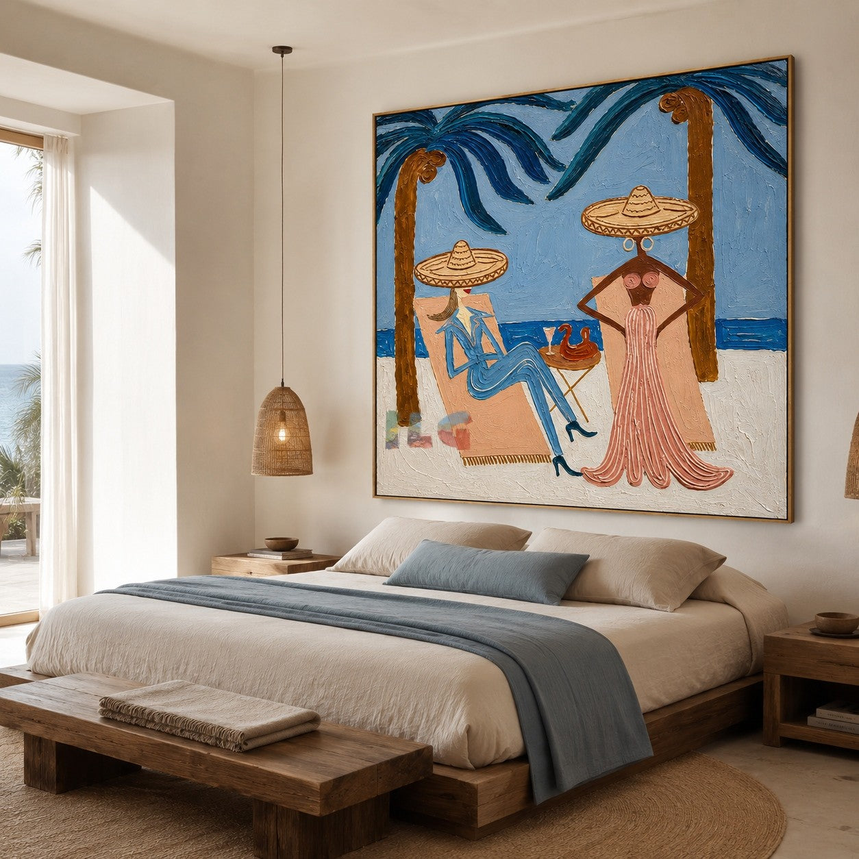 Palm Siesta Duo – Coastal Figure Wall Art