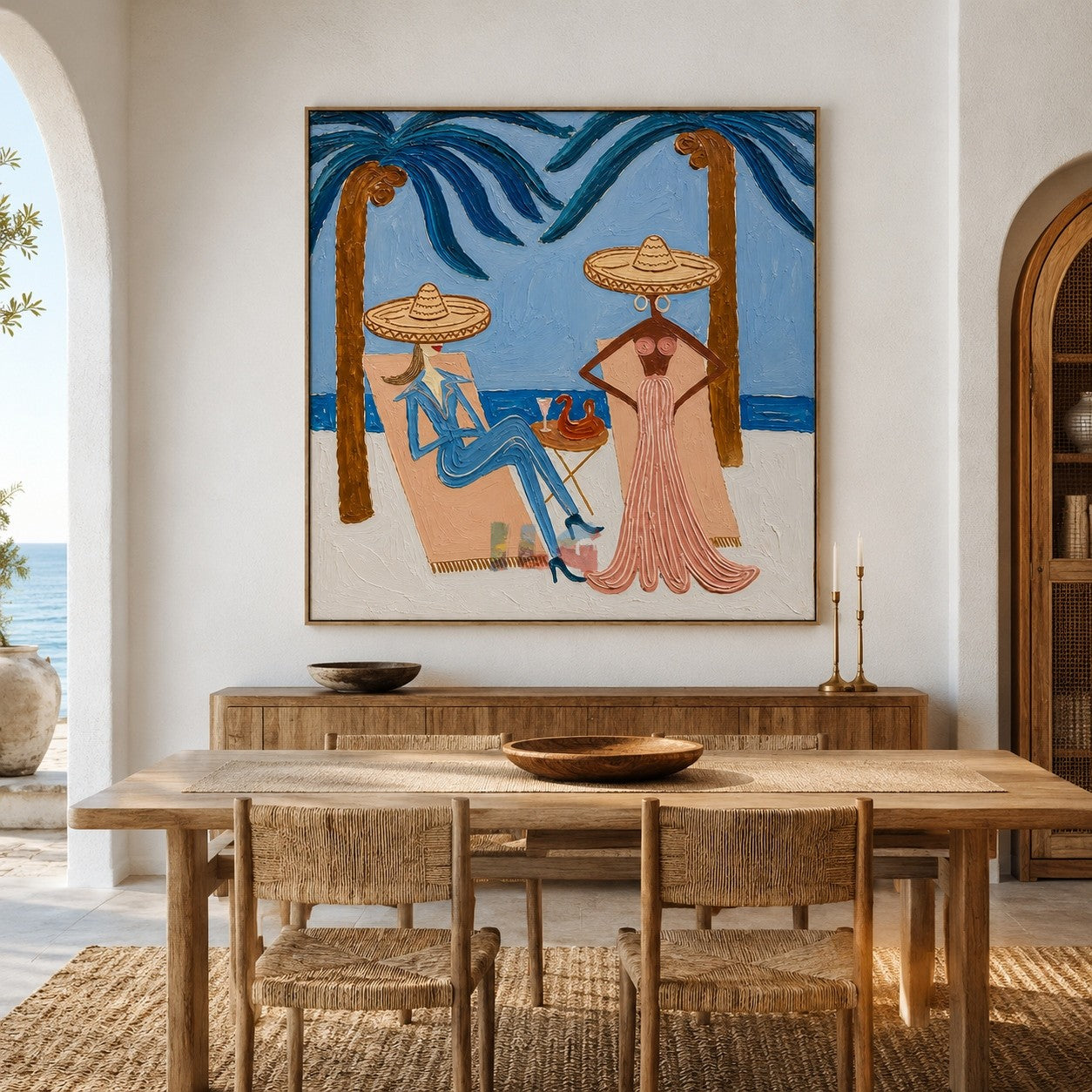 Palm Siesta Duo – Coastal Figure Wall Art