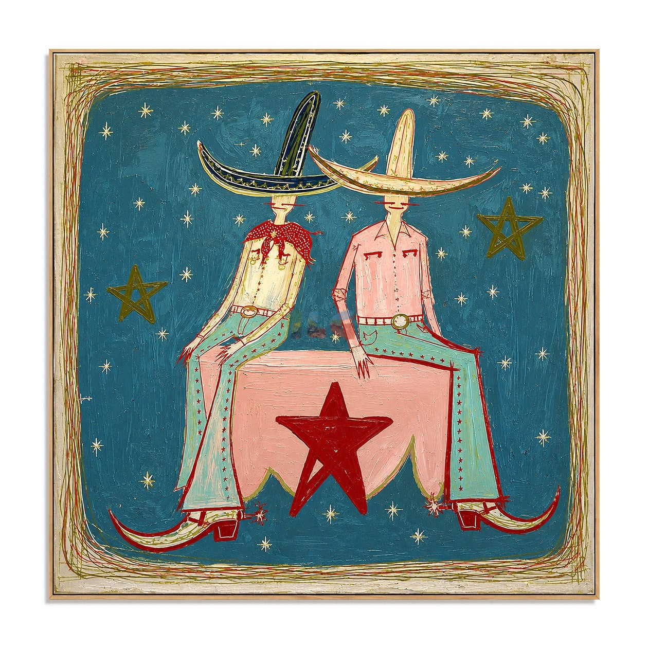 Starlit Hat Companions – Contemporary Figure Wall Art