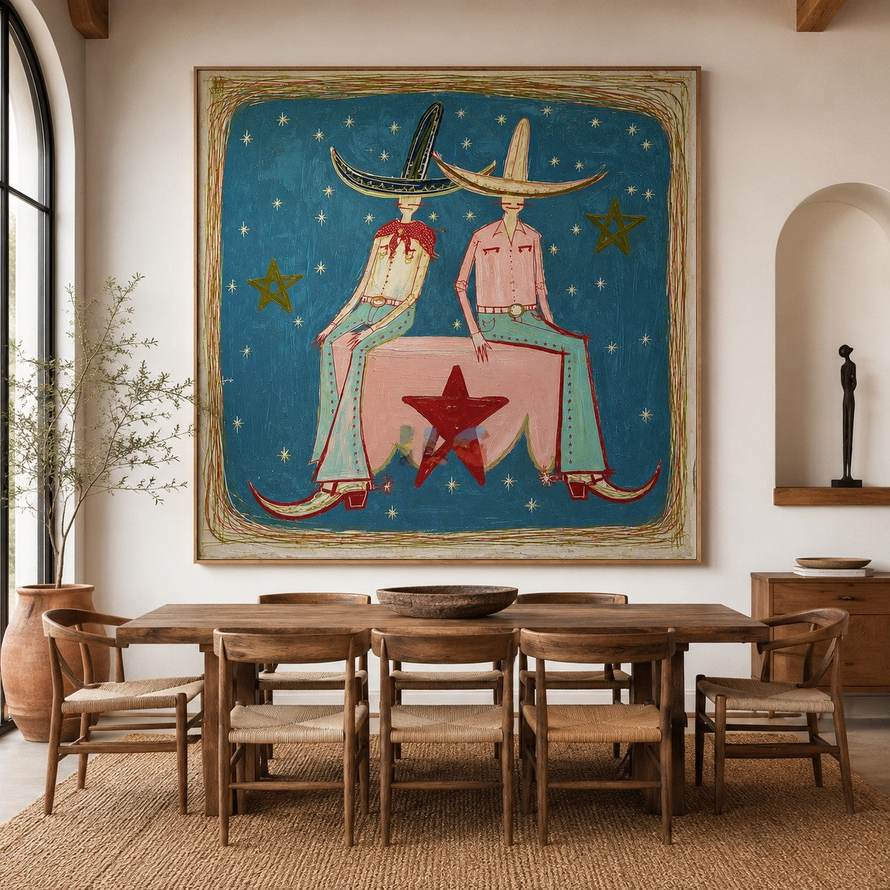 Starlit Hat Companions – Contemporary Figure Wall Art