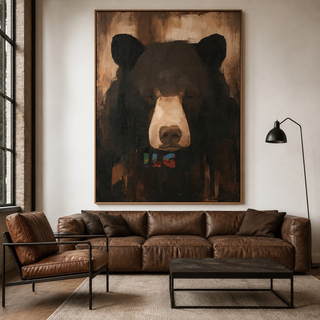 Shadow Bear Gaze – Rustic Portrait Wall Art