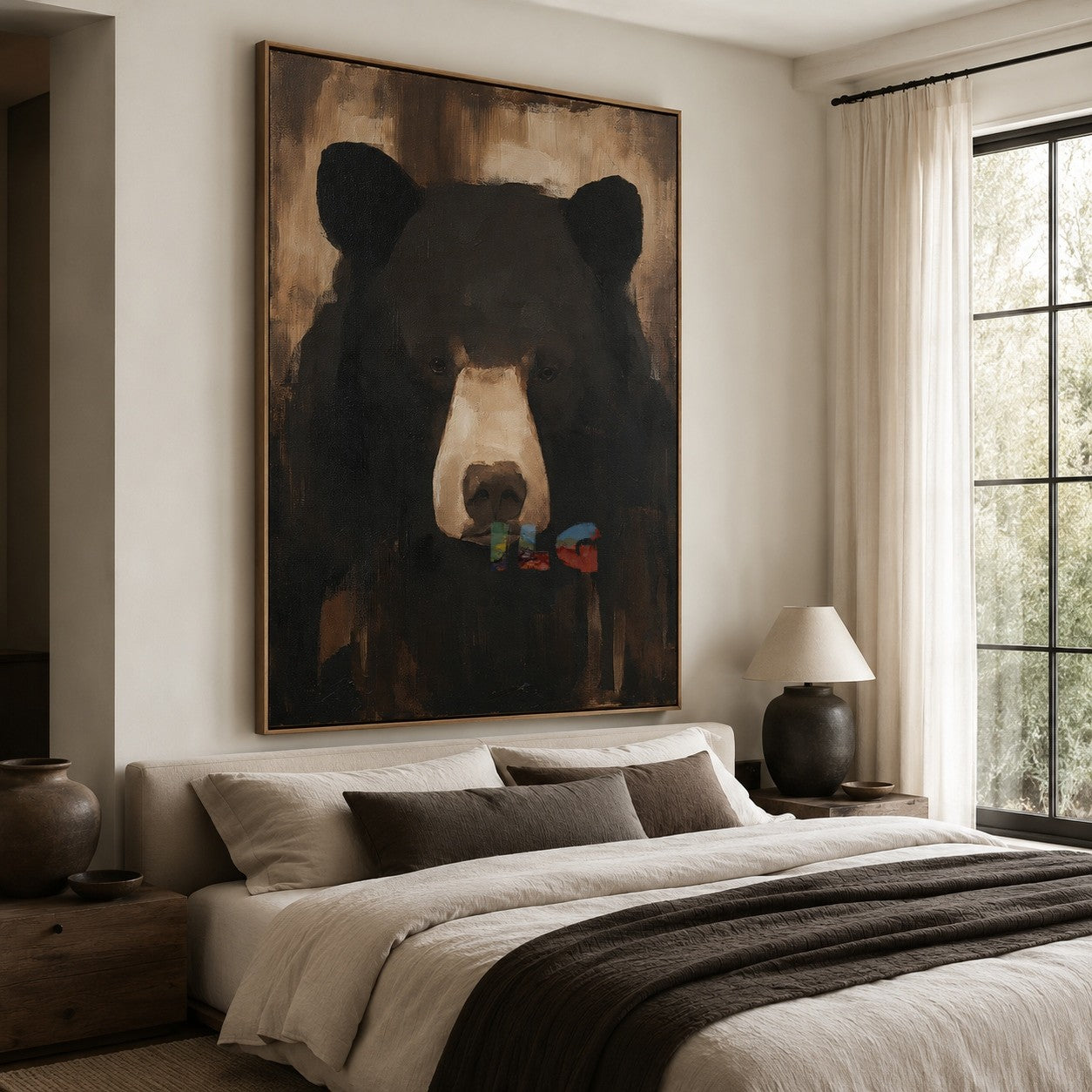 Shadow Bear Gaze – Rustic Portrait Wall Art