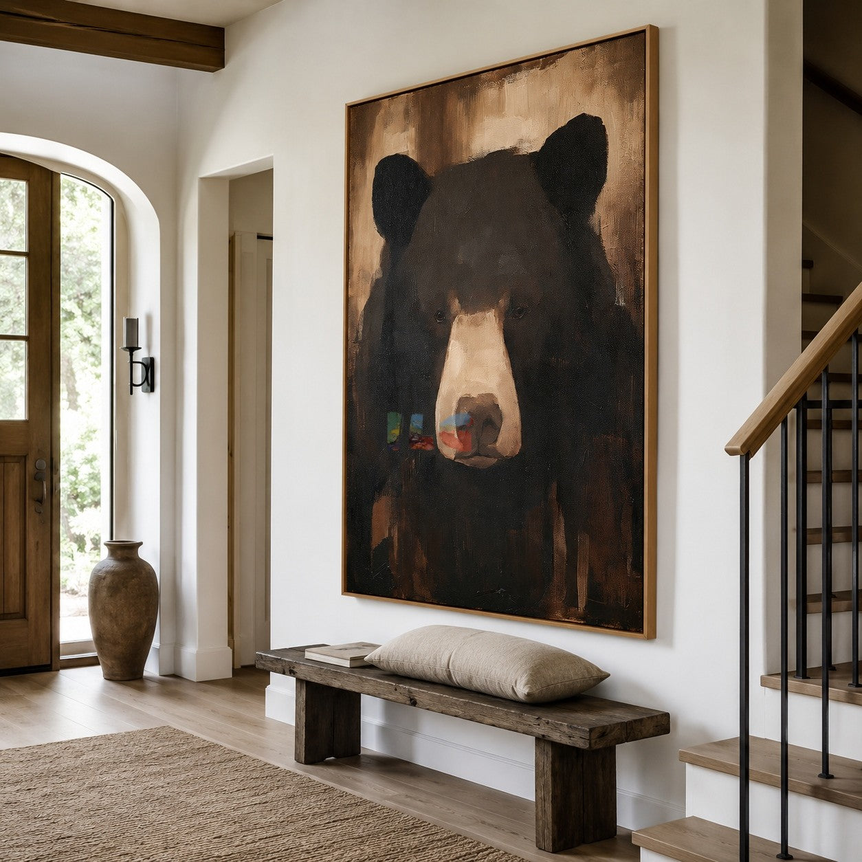 Shadow Bear Gaze – Rustic Portrait Wall Art
