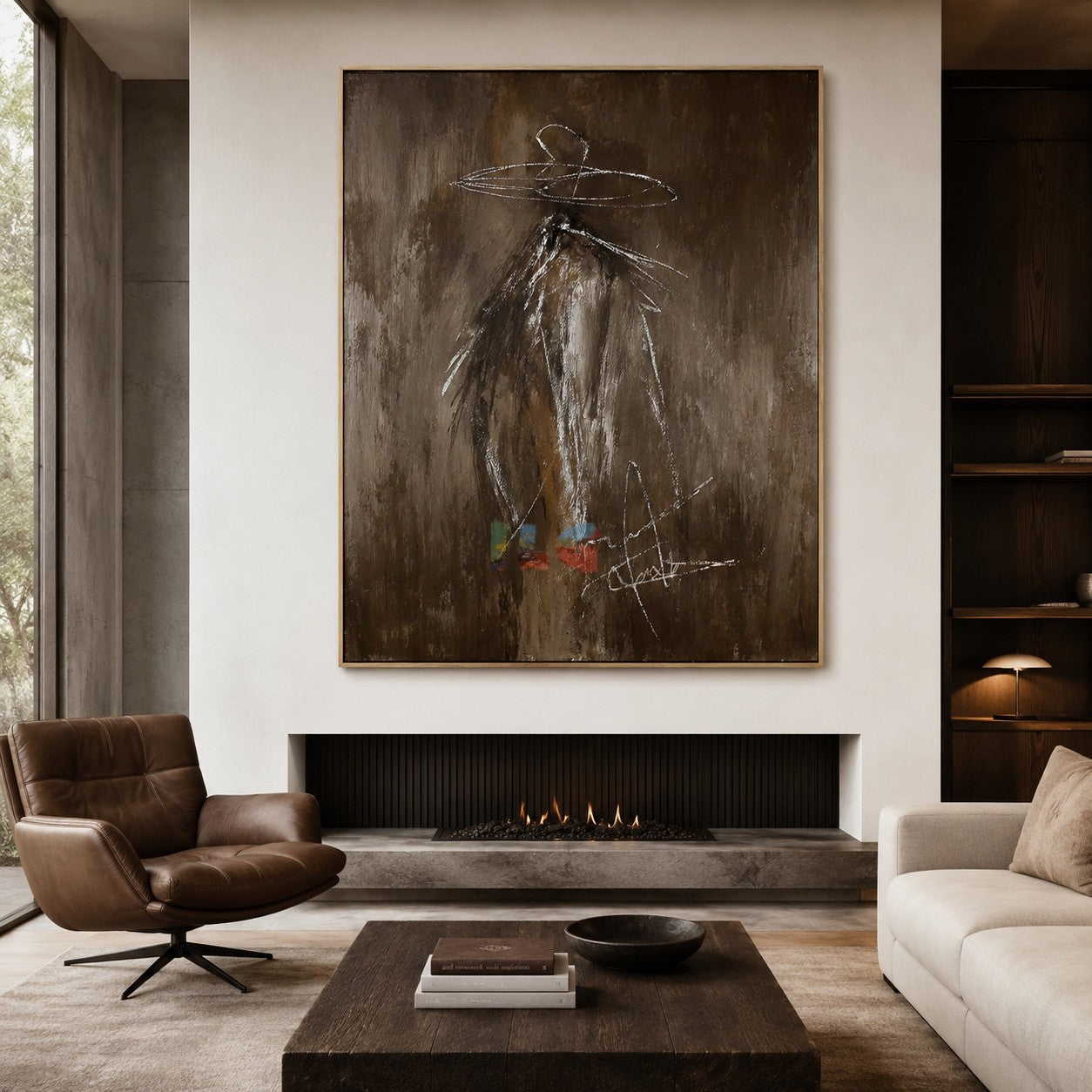 Wide Brim Shadow Figure – Abstract Contemporary Wall Art