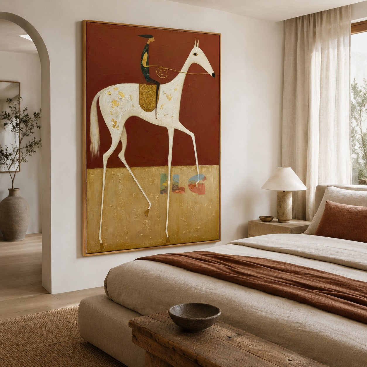 Ivory Desert Horse – Western Folk Wall Art