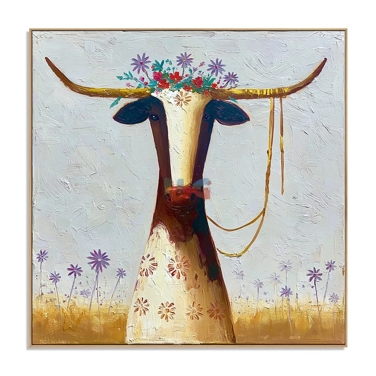 Blooming Longhorn – Western Floral Wall Art