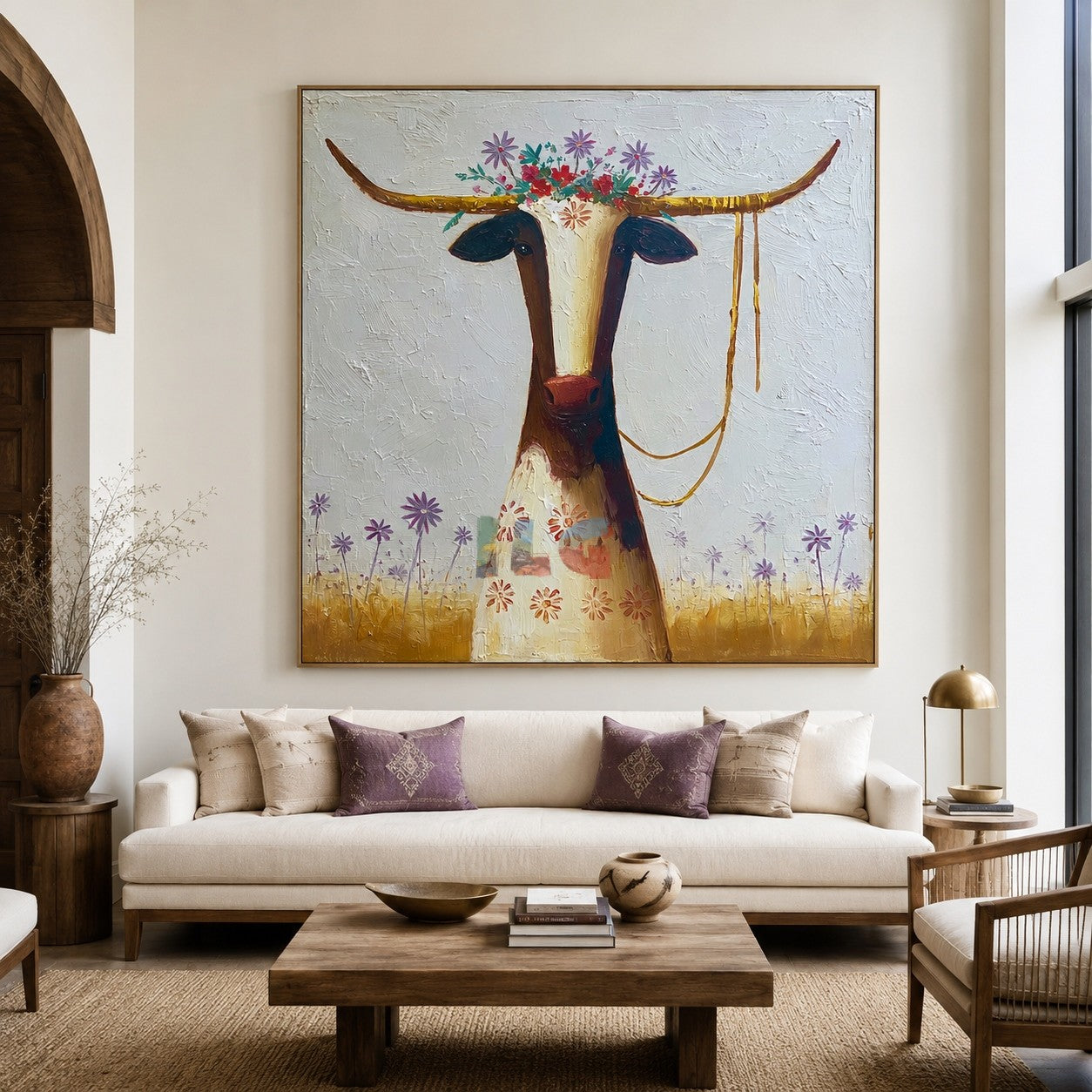 Blooming Longhorn – Western Floral Wall Art