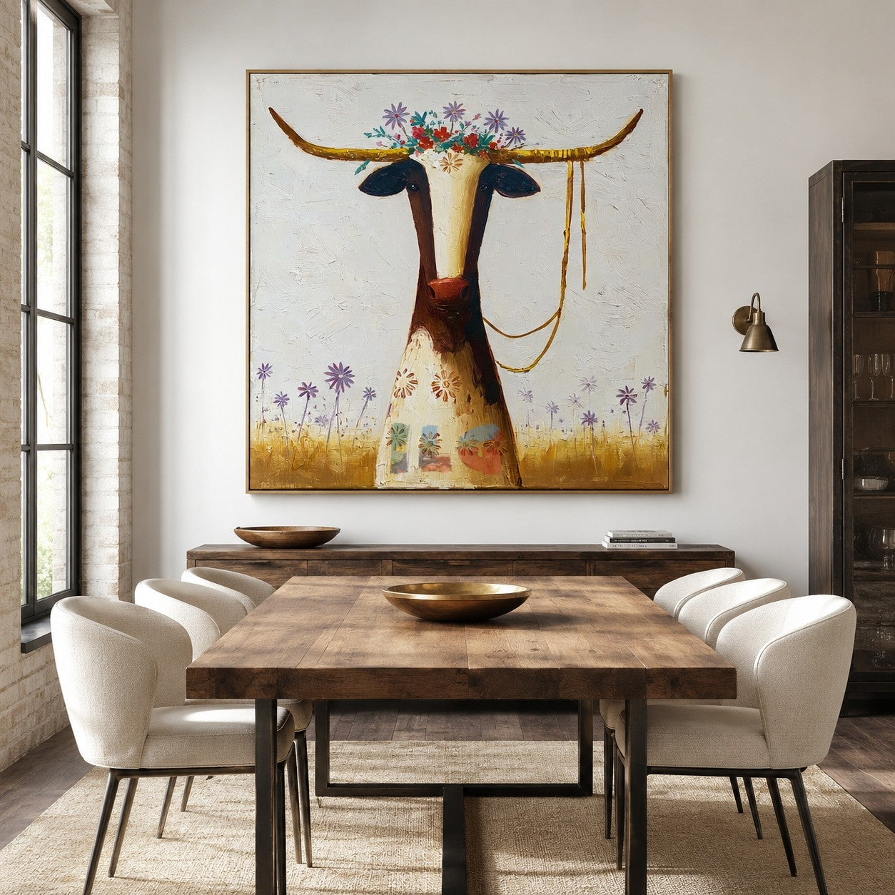 Blooming Longhorn – Western Floral Wall Art