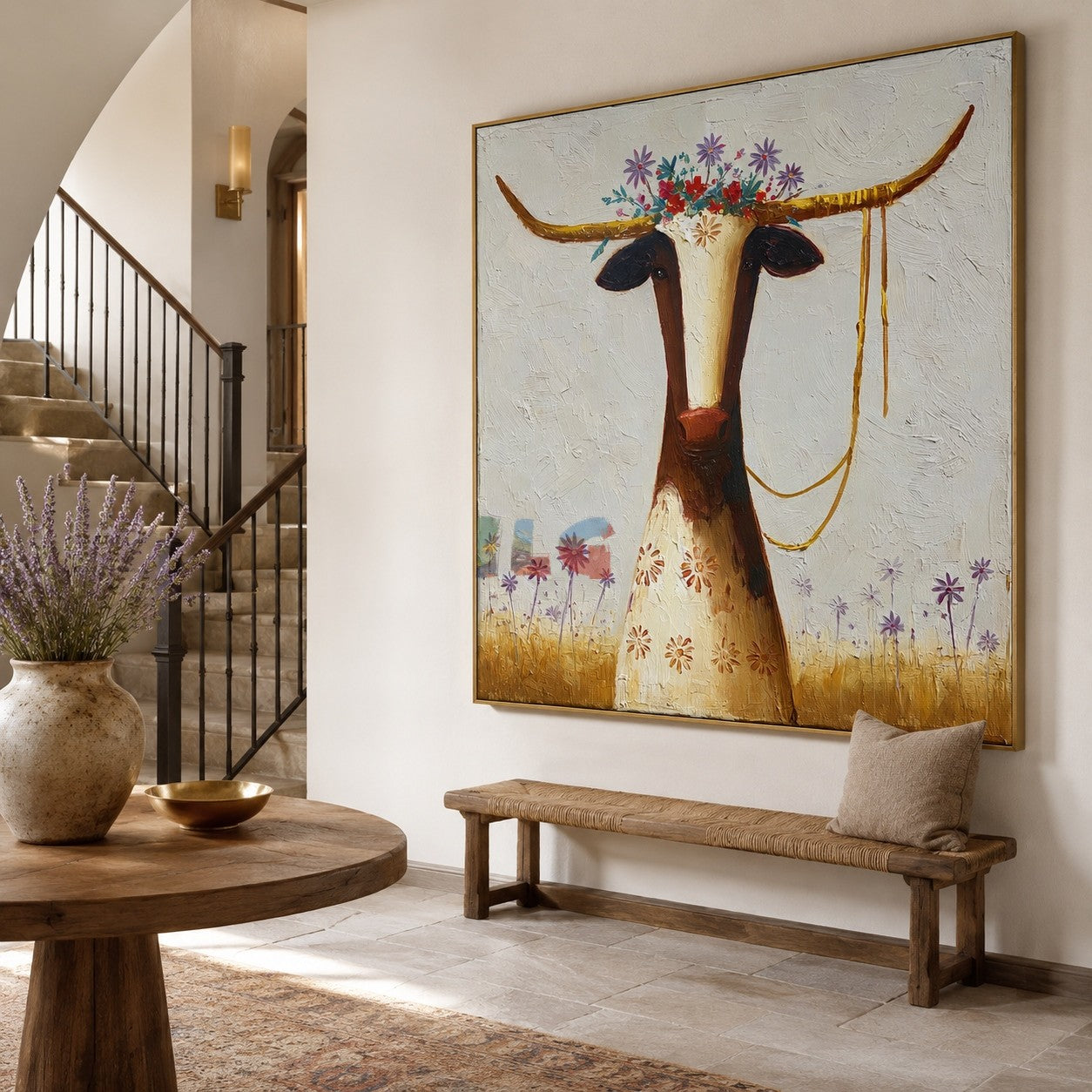 Blooming Longhorn – Western Floral Wall Art