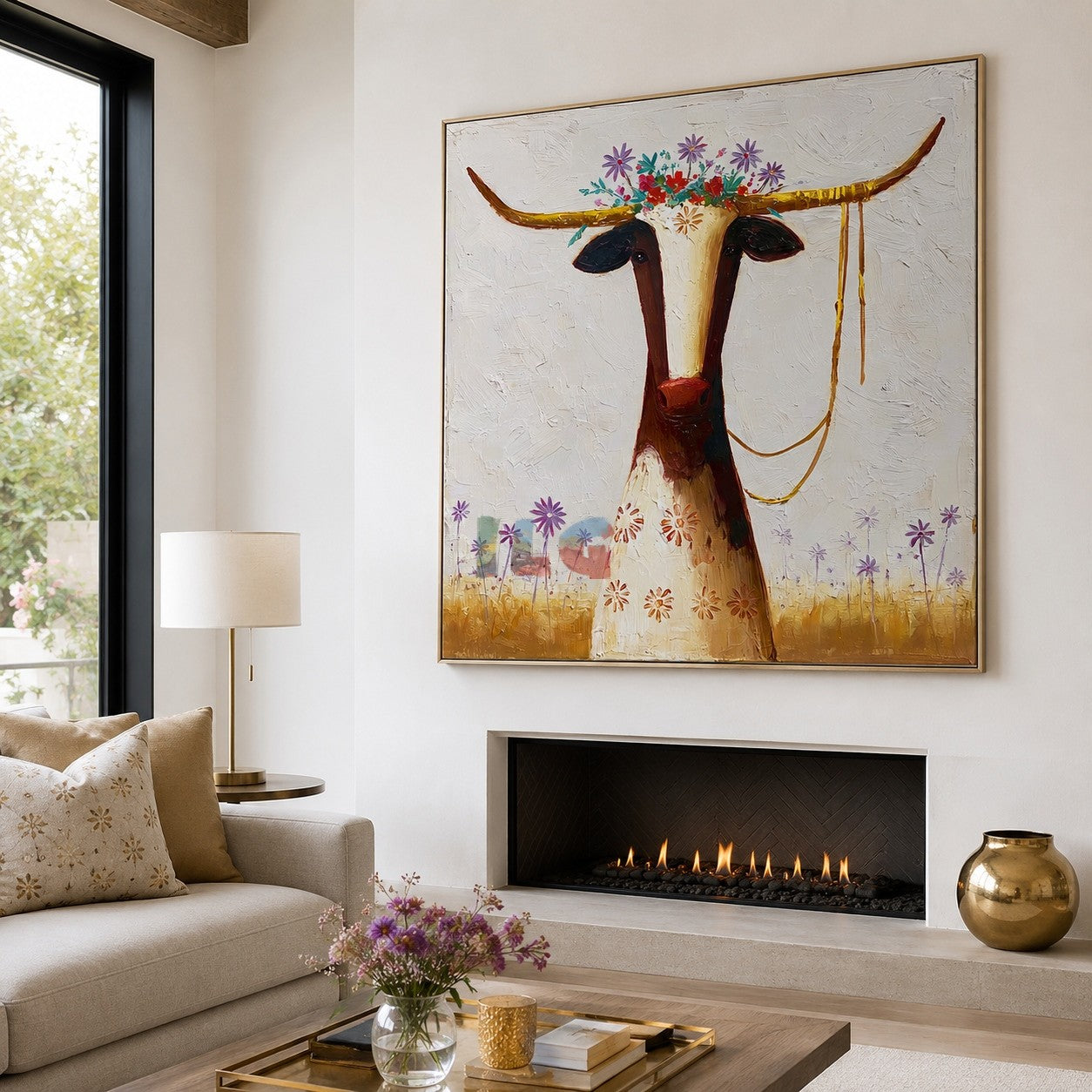 Blooming Longhorn – Western Floral Wall Art