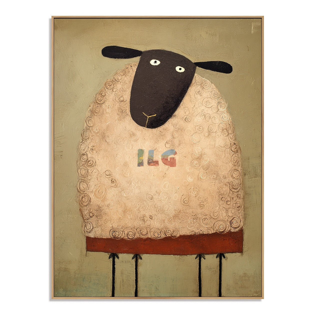 Curly Wool Sheep Portrait – Farmhouse Animal Wall Art