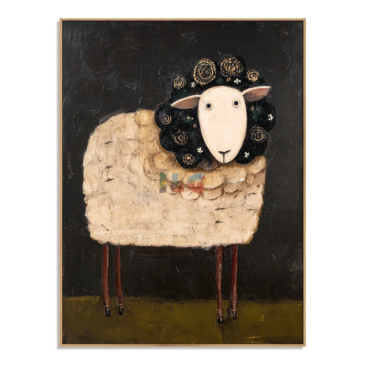 Midnight Bloom Sheep – Farmhouse Animal Wall Art