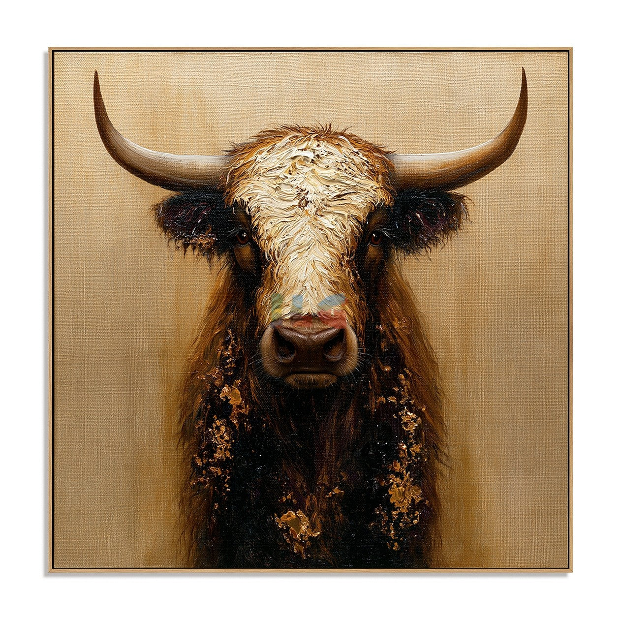 Rustic Horned Cow Portrait – Western Farmhouse Wall Art