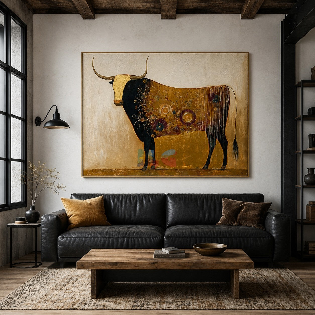 Golden Longhorn Cow – Western Animal Wall Art