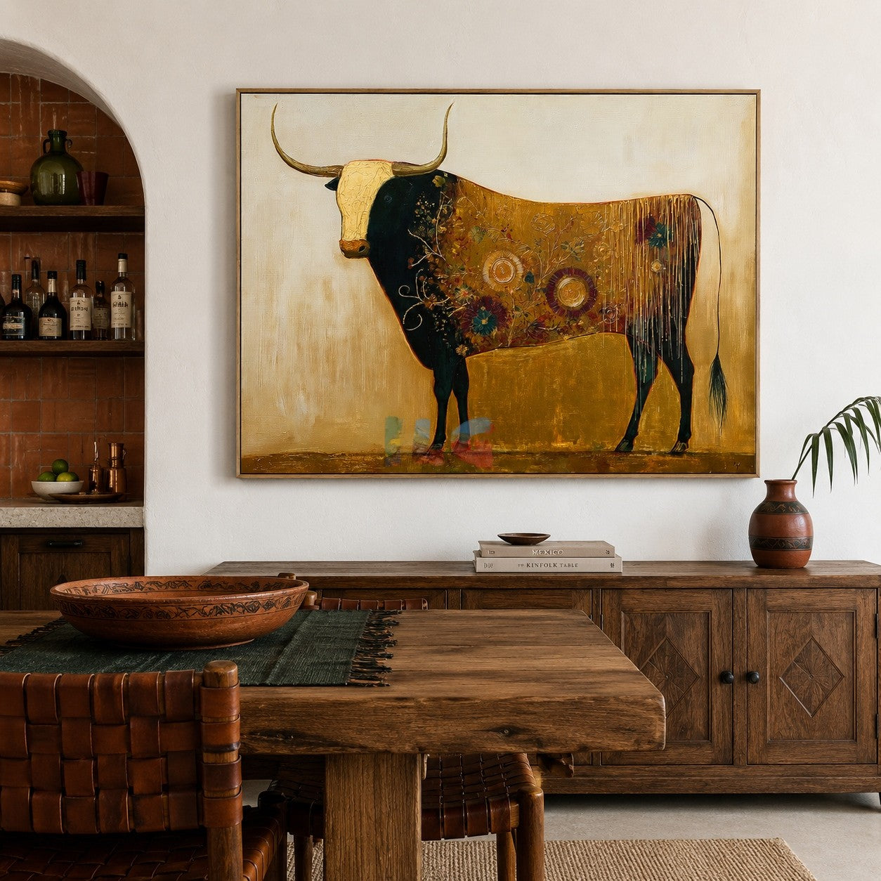 Golden Longhorn Cow – Western Animal Wall Art