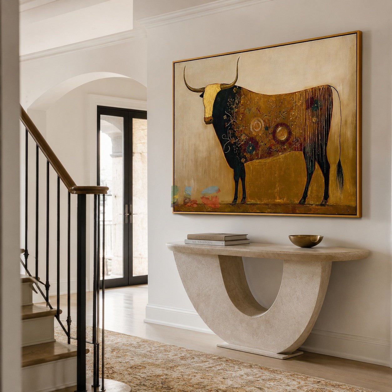 Golden Longhorn Cow – Western Animal Wall Art