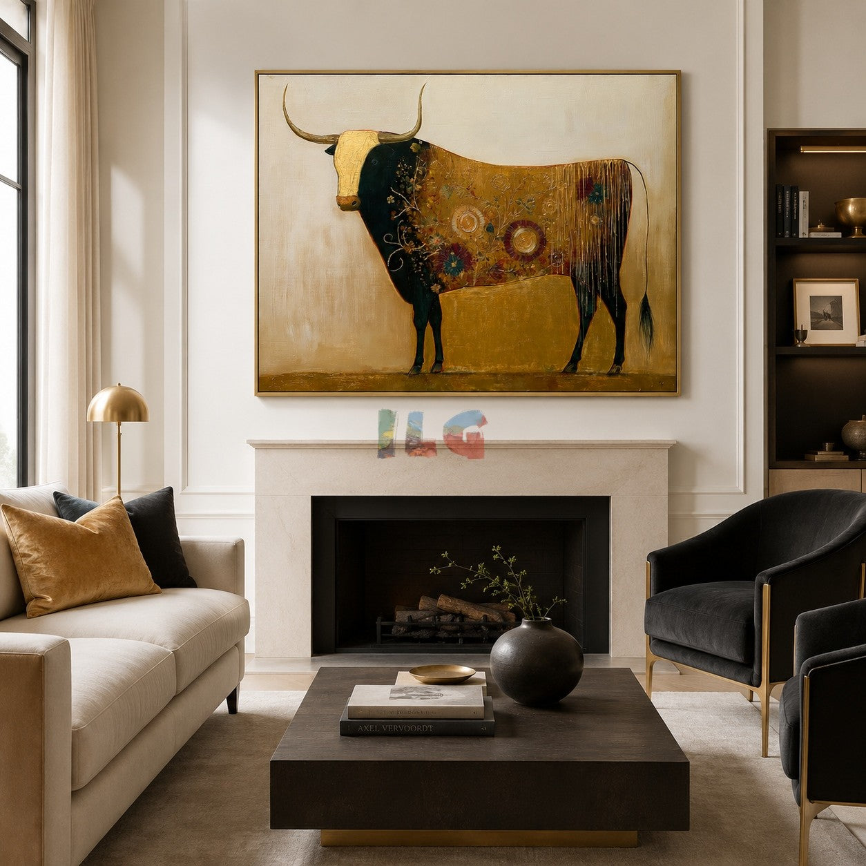 Golden Longhorn Cow – Western Animal Wall Art