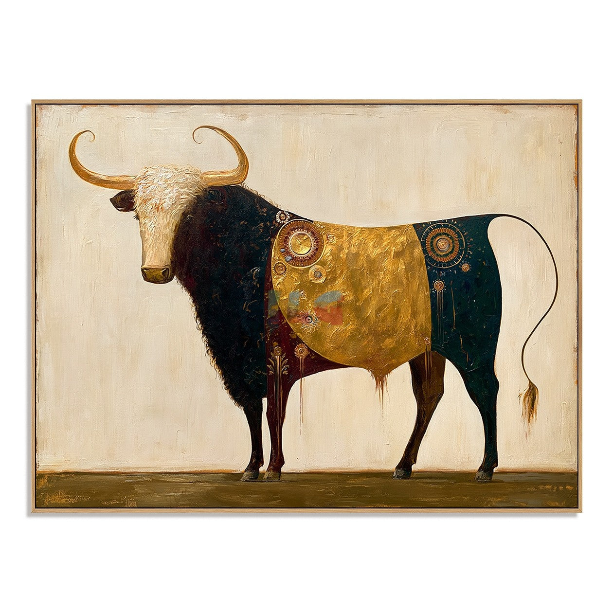 Ornate Golden Longhorn – Western Animal Wall Art