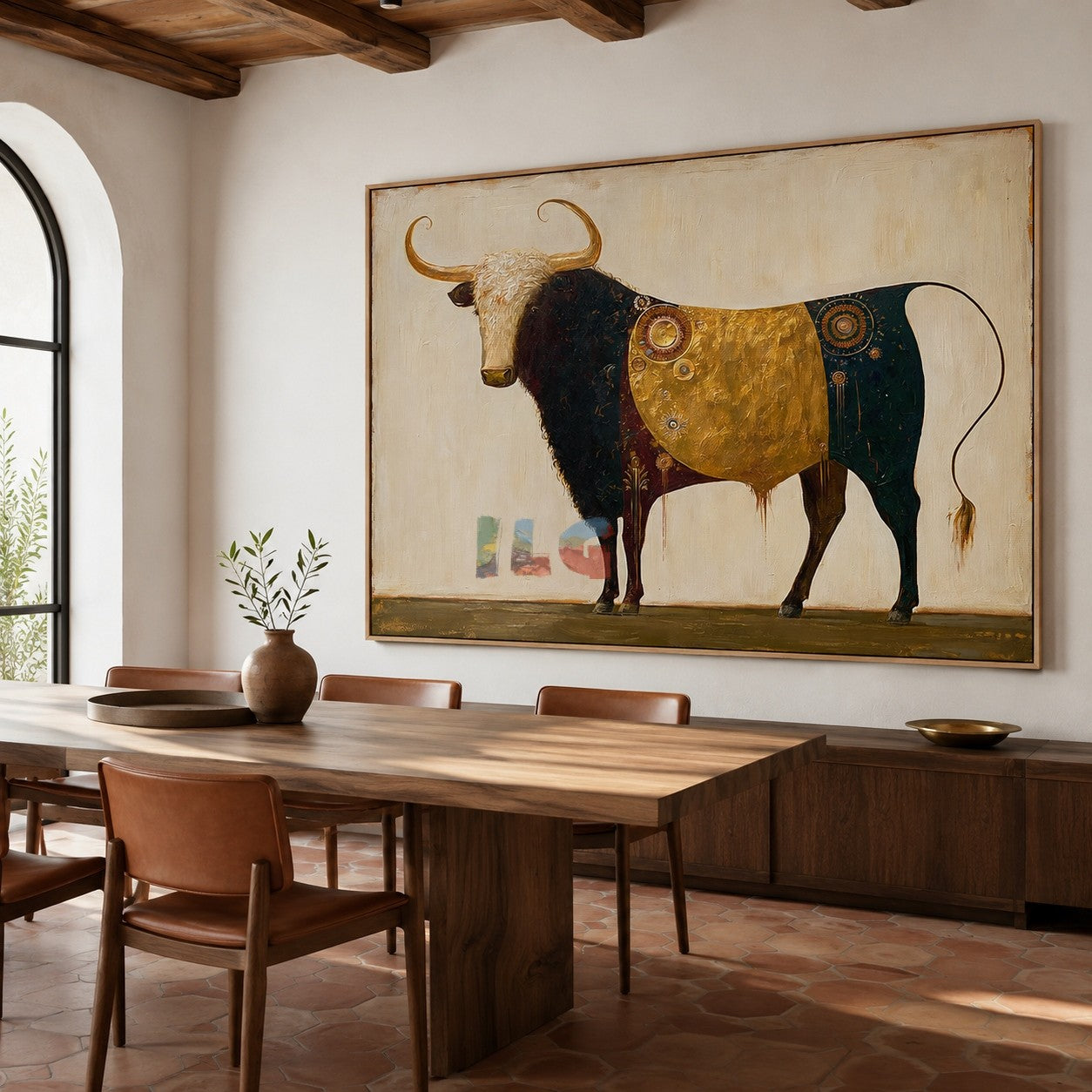 Ornate Golden Longhorn – Western Animal Wall Art