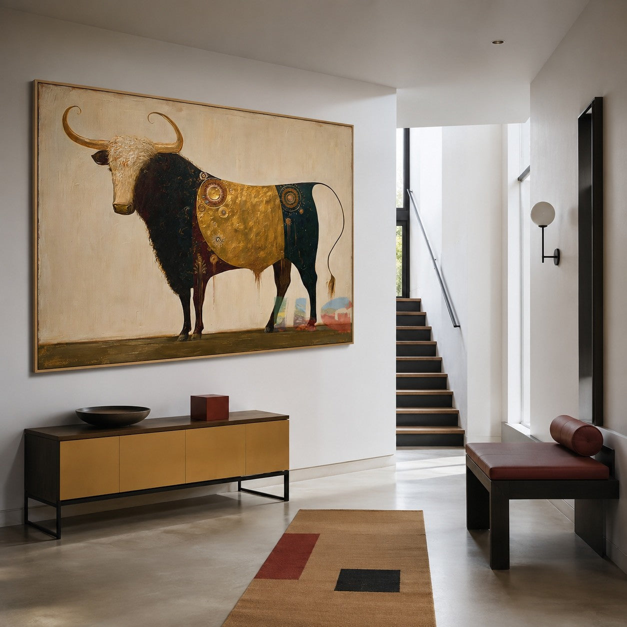 Ornate Golden Longhorn – Western Animal Wall Art