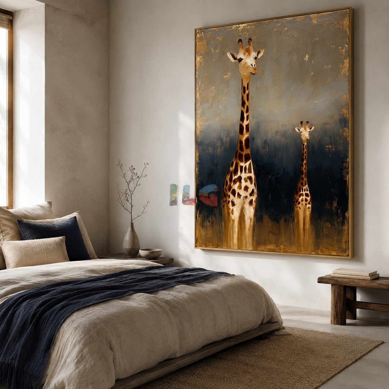 Golden Giraffe Duo – Safari Animal Wall Art