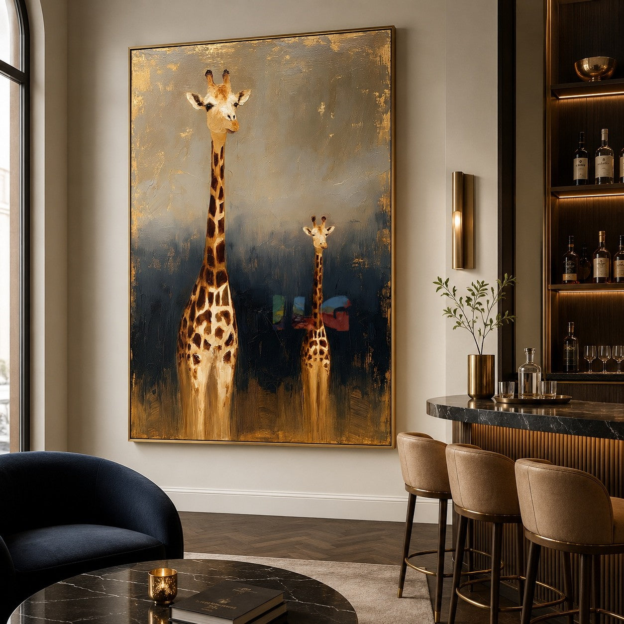 Golden Giraffe Duo – Safari Animal Wall Art