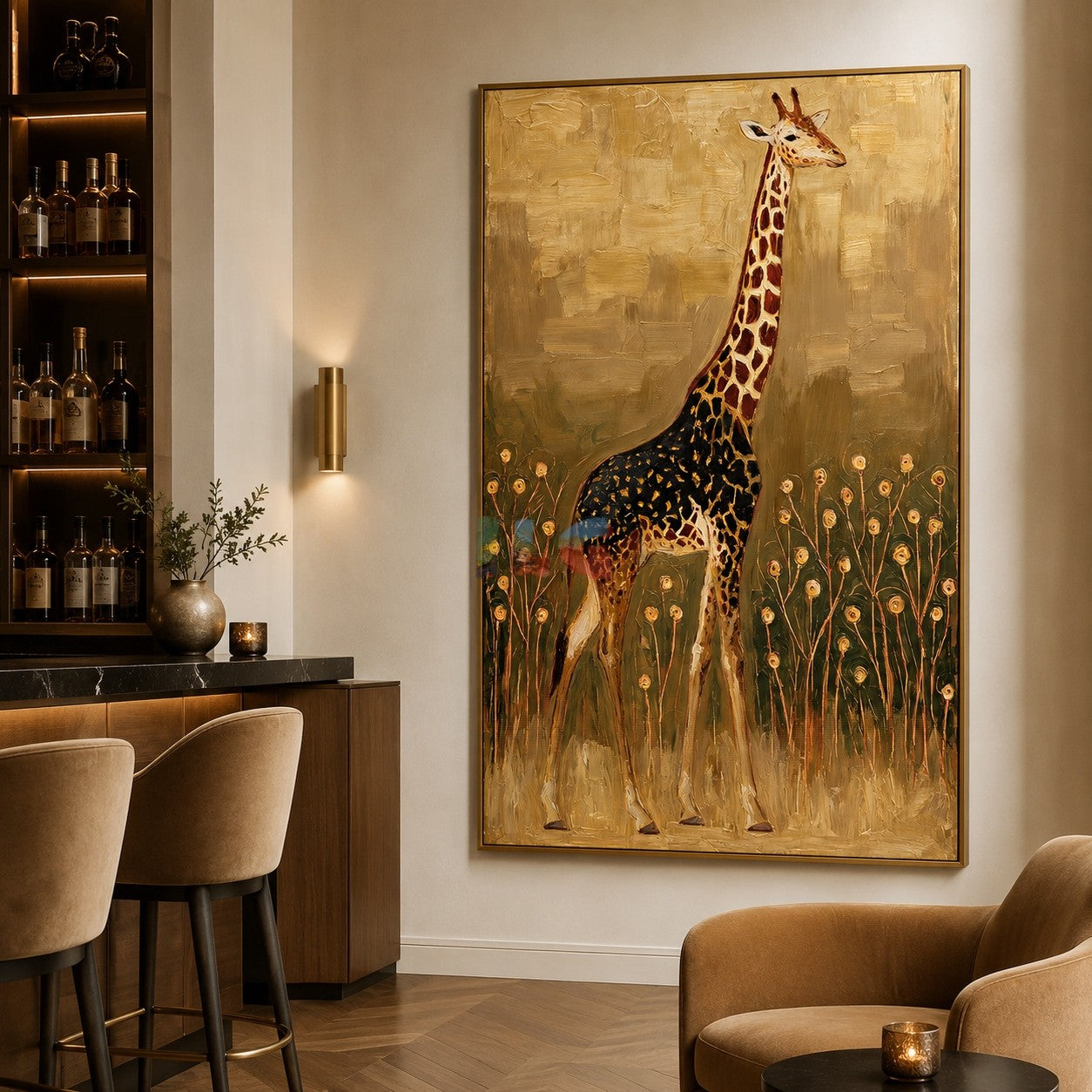 Golden Savanna Giraffe – Animal Wall Art