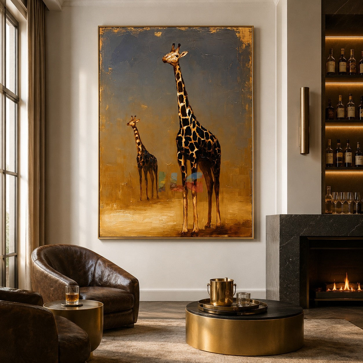 Golden Horizon Giraffes – Safari Animal Wall Art