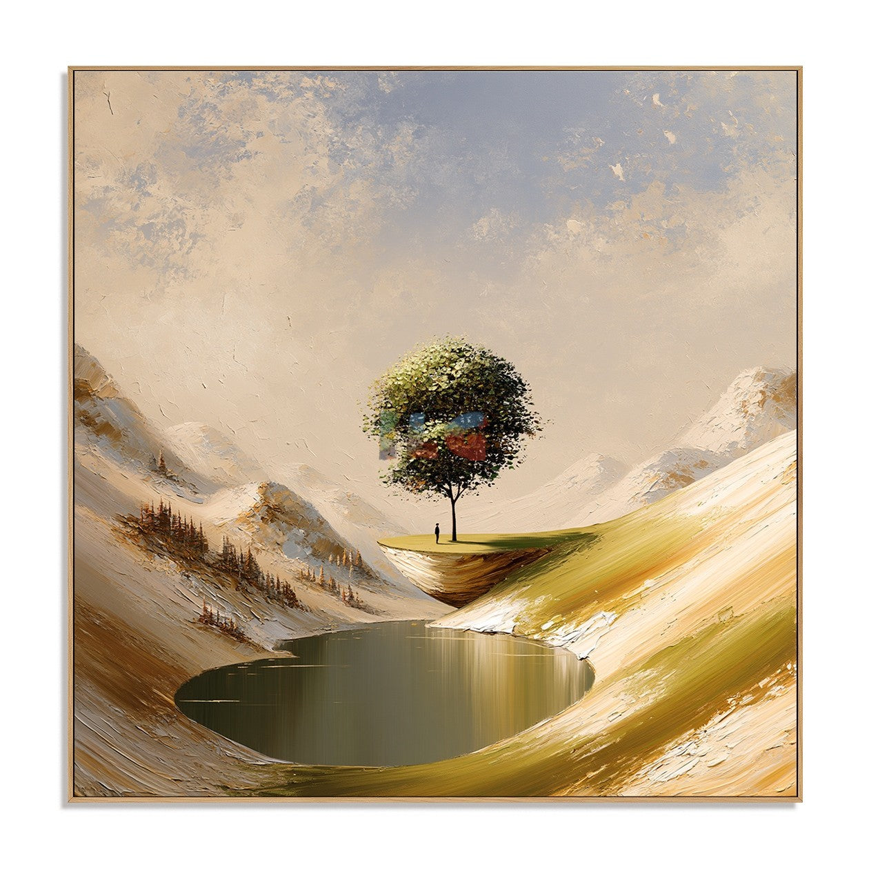 Solitary Tree Valley – Mountain Landscape Wall Art