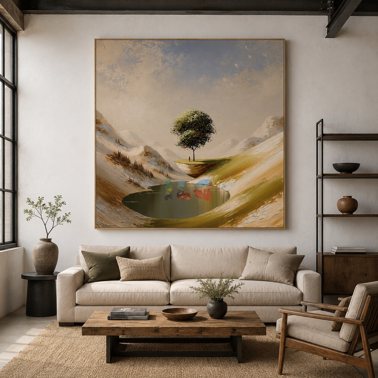 Solitary Tree Valley – Mountain Landscape Wall Art