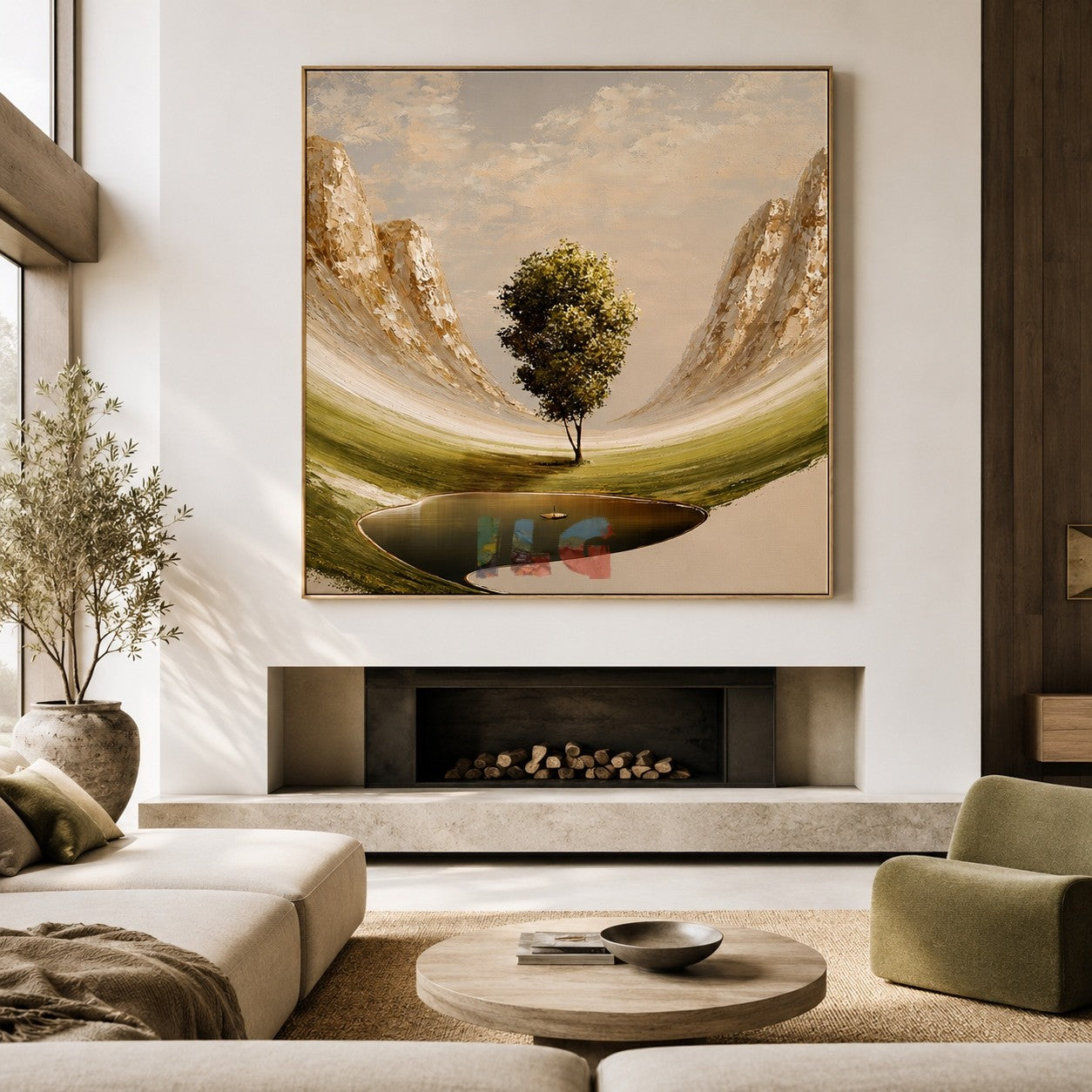 Quiet Valley Tree – Mountain Landscape Wall Art