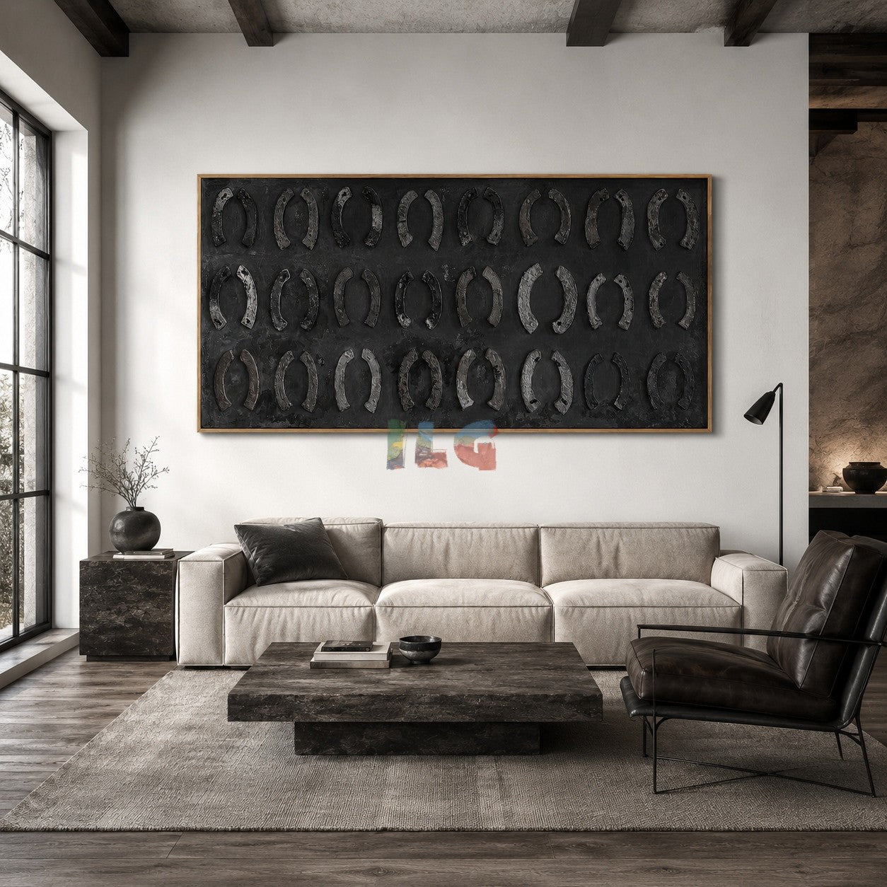 Midnight Horseshoe Rhythm – Western Textured Wall Art