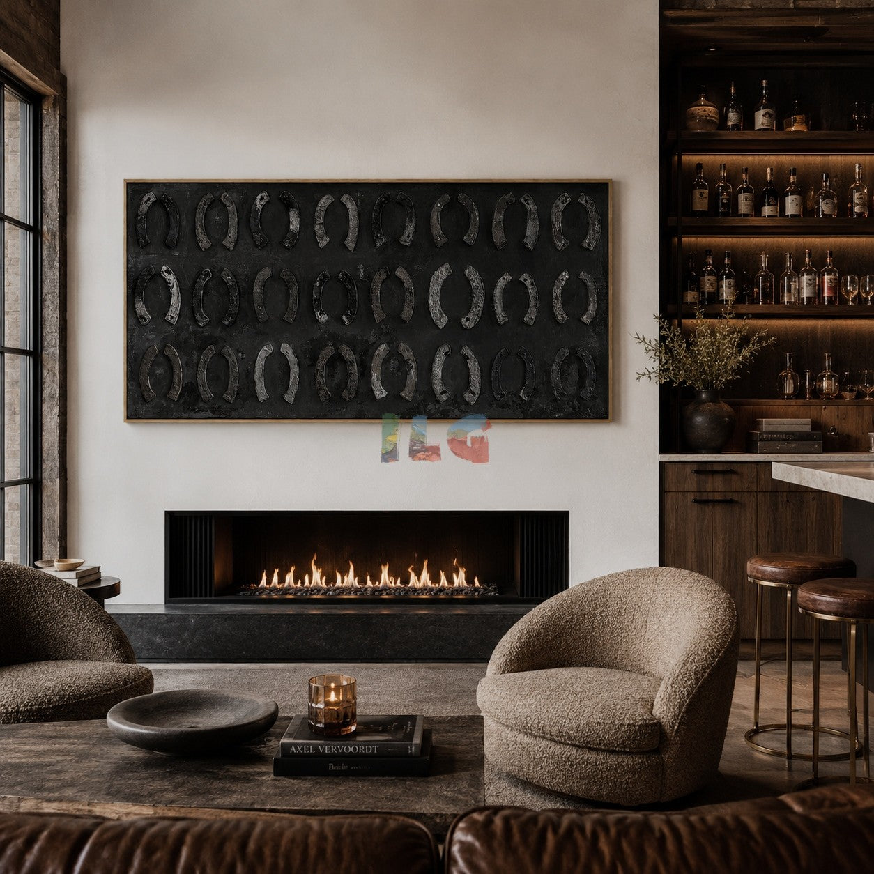 Midnight Horseshoe Rhythm – Western Textured Wall Art