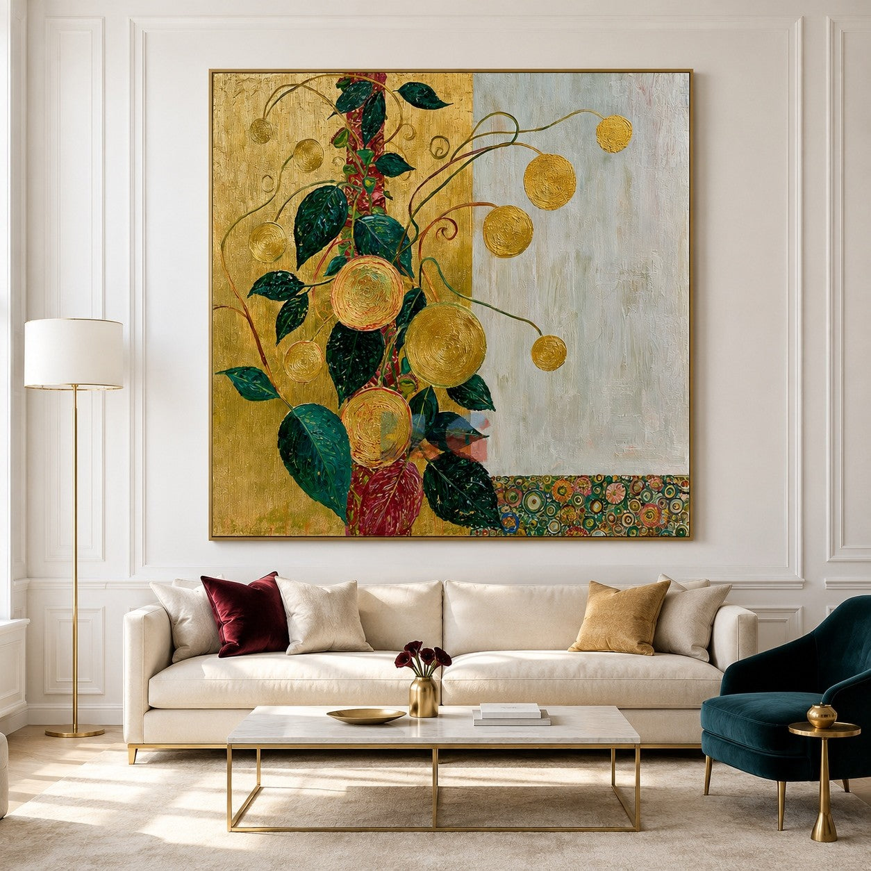 Golden Vine Garden – Decorative Botanical Textured Wall Art